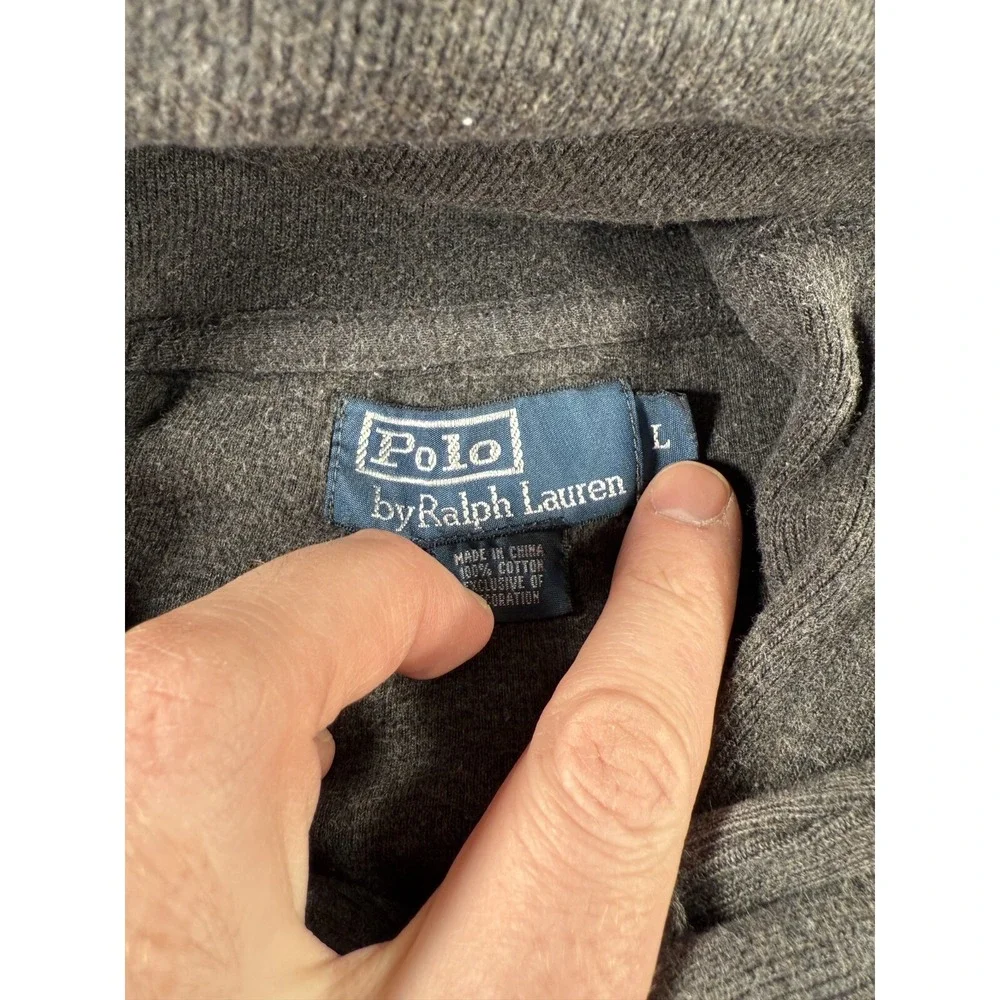 Polo Ralph‎ Lauren Cowl Neck Sweater Mens Large Blue LS Black Pony Shawl Collar
